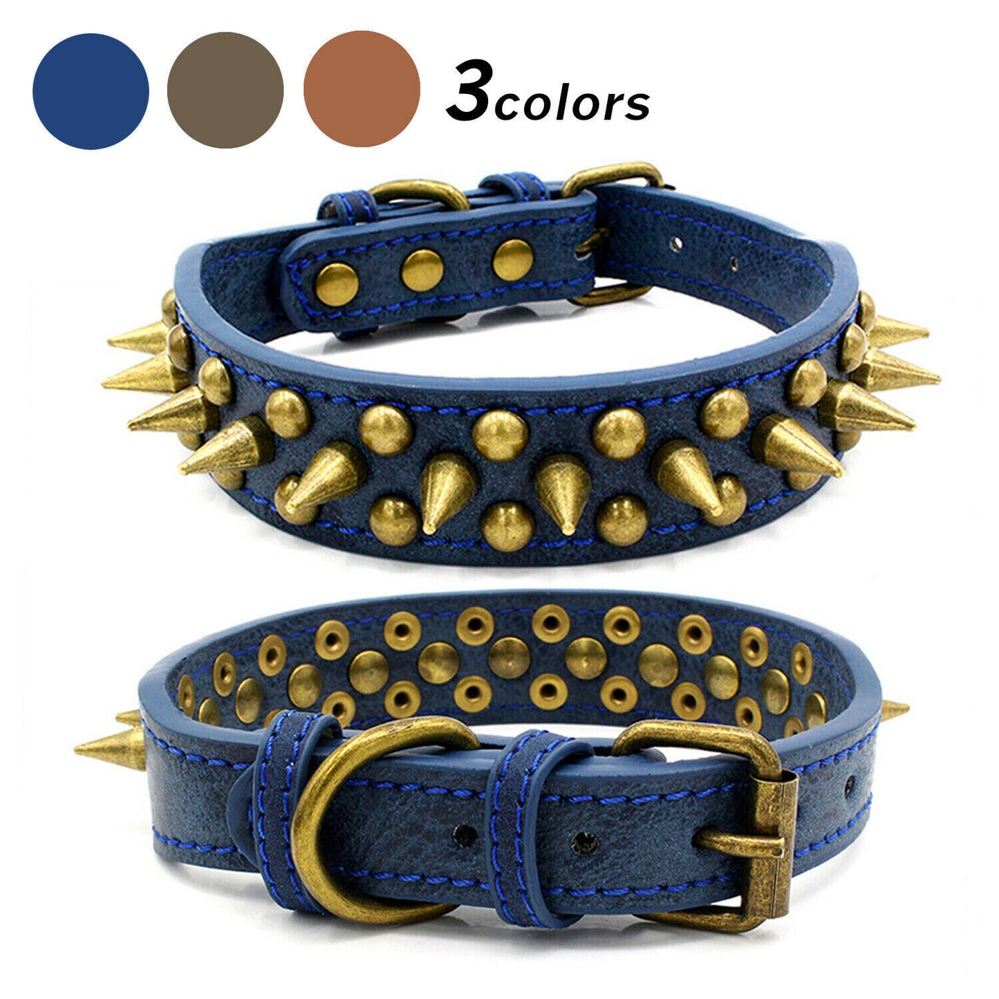 Spiked Dog  Leather Collar