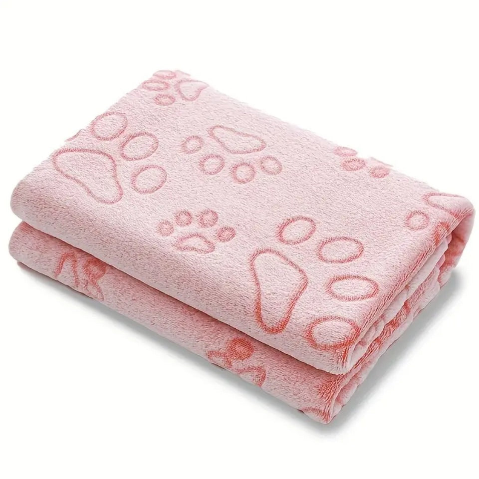 Soft Pet Blanket Grey Paw Dogs