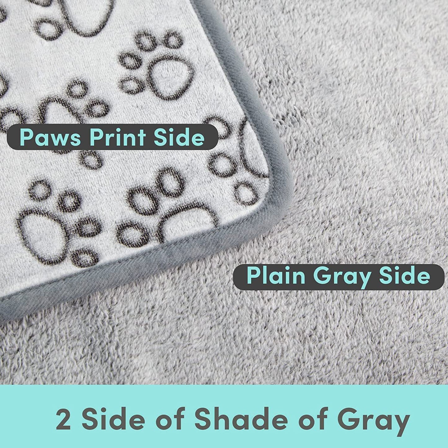 Soft Pet Blanket Grey Paw Dogs